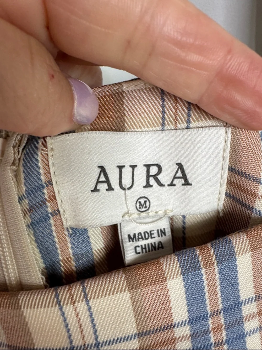 Aura Plaid Tiered Maxi Dress in Beige and Blue - Picture 2 of 5